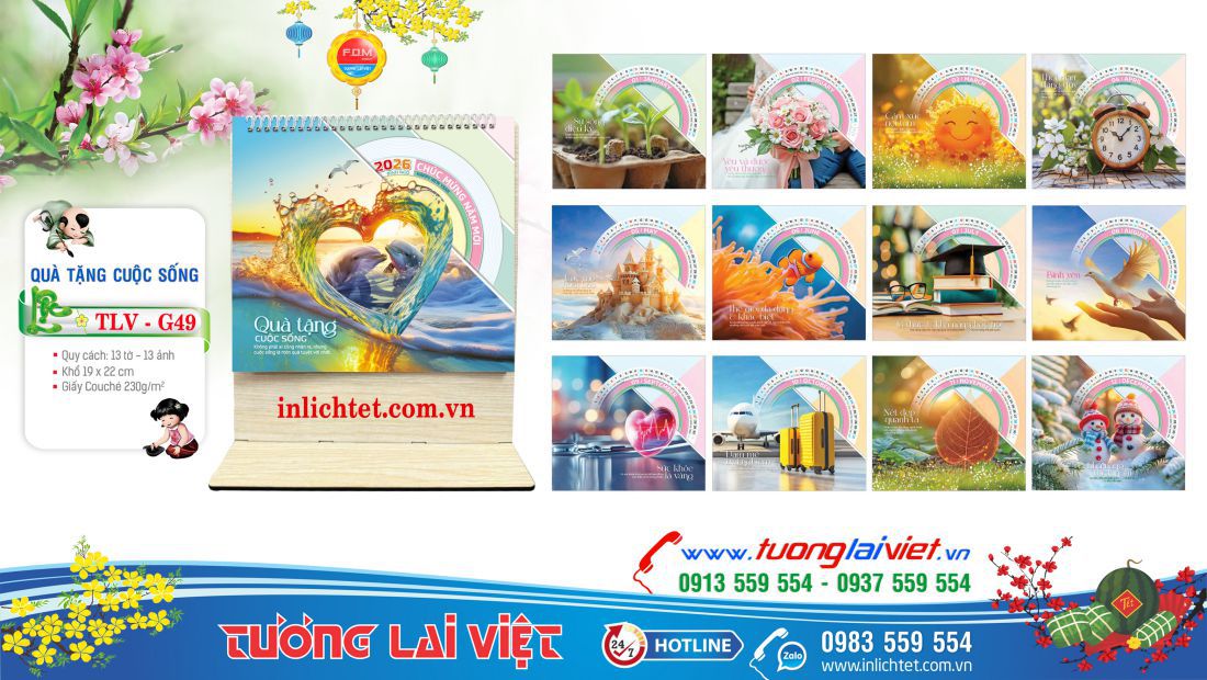 Lịch gỗ để bàn Quà Tặng Cuộc Sống
