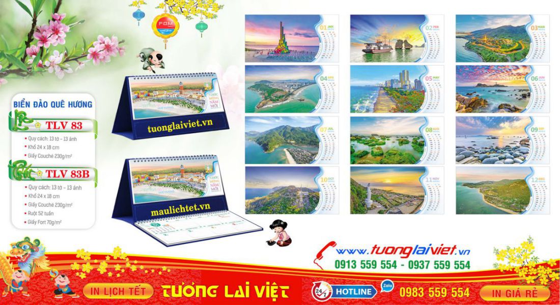 Mẫu Lịch Để Bàn Biển Đảo Quê Hương