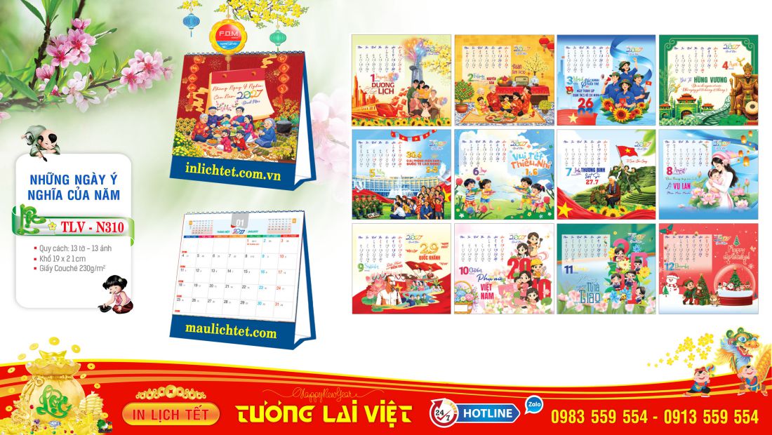 Mẫu lịch bàn đứng Những Ngày Ý Nghĩa